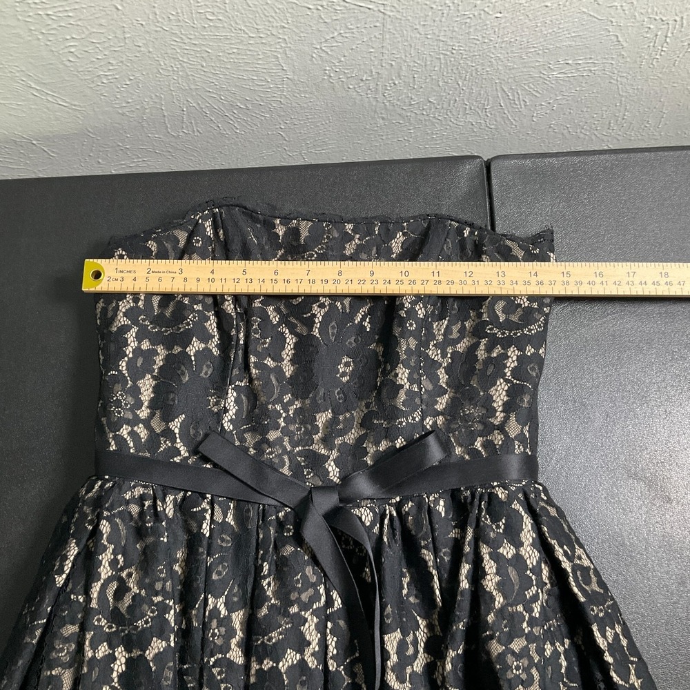 Robert Rodriguez Dress Womens 6 Black Lace Overlay Strapless Sash Waist Party - Picture 12 of 16